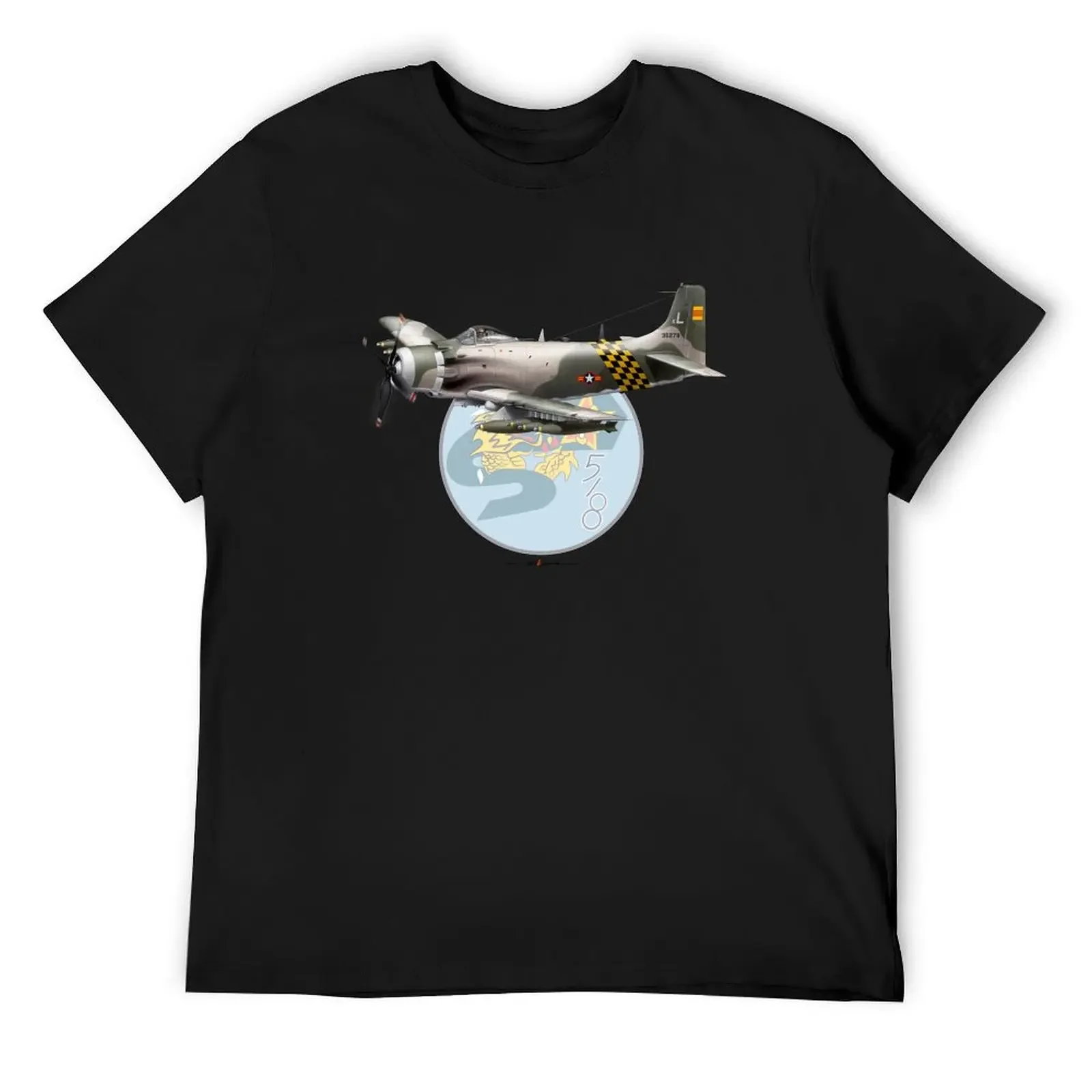 

VNAF A-1 Skyraider 518th FS (SEA Camo) with Patch Background T-Shirt designer shirts vintage t shirt men