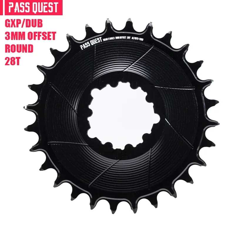 PASS QUEST 3mm Offset 3 Bolt Direct Mount for Chainring Gravel Road Bike Chainring 28T-54T