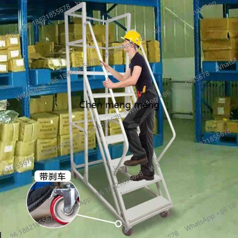 Mobile climbing car warehouse climbing ladder shelf warehouse can be moved, anti-slip and thickened