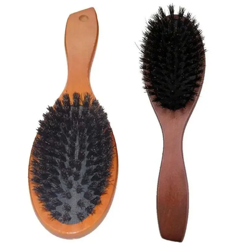 Natural Boar Bristle Hairbrush Massage Comb Anti-static Hair Scalp Paddle Brush Beech Wooden Handle Hair Brush Hair Styling Tool