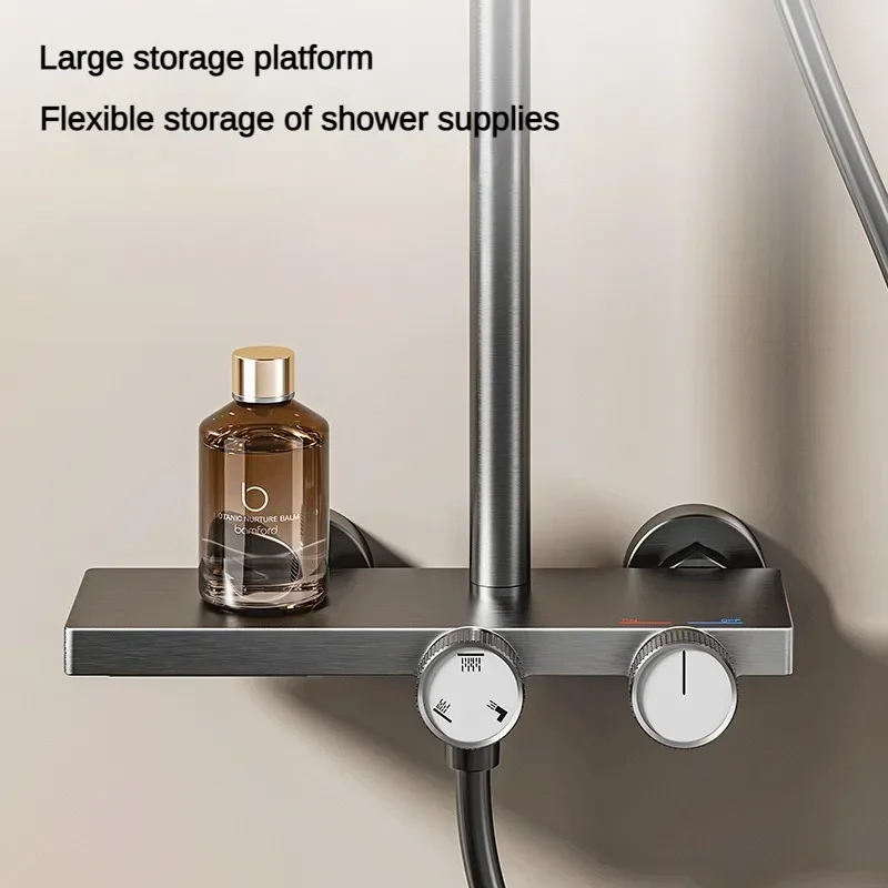 3 Ways Water Outlet Knobbed Shower System Wall Mounted Rainlfall Pressurized Hot Cold Shower Faucet Set for Bathroom