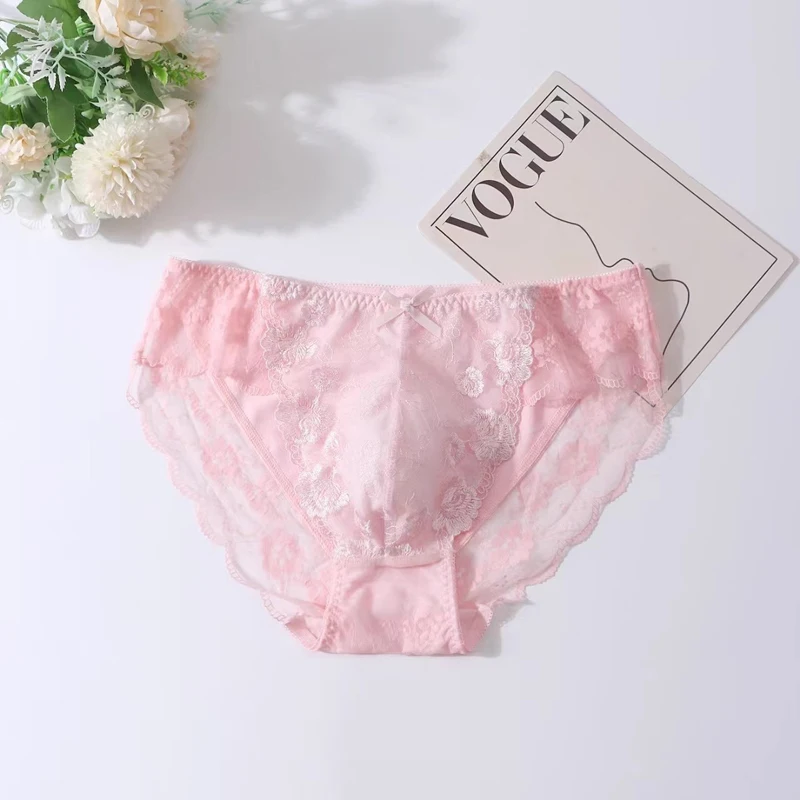 Man's Lace Soft Silky Touch Briefs Live Show Dance Panty DJ Club Sexy Costumes Private Party BF Harajuku