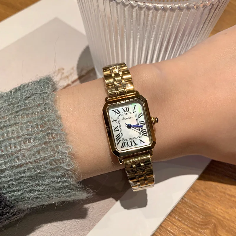 Quartz Fashion Watch, Rectangular Vintage Steel Strap Watch, Antique Watch, Unique Wristwatch, Gift For Ladies, Watch Accessory.