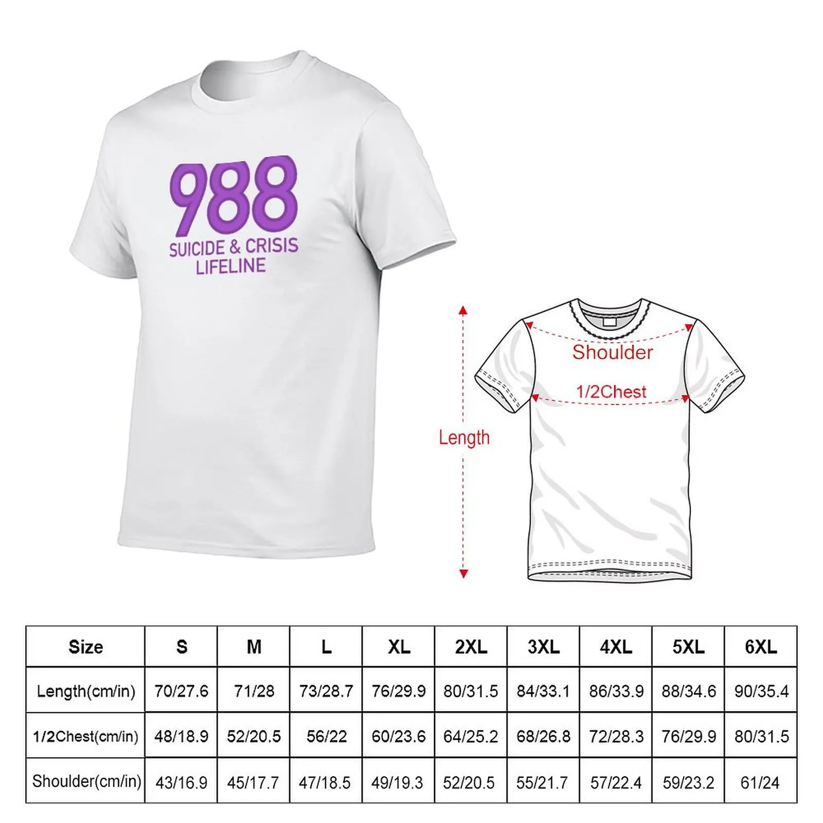 988 Suicide & Crisis Lifeline (Purple) T-Shirt Casual Basic Short Sleeve T-Shirt