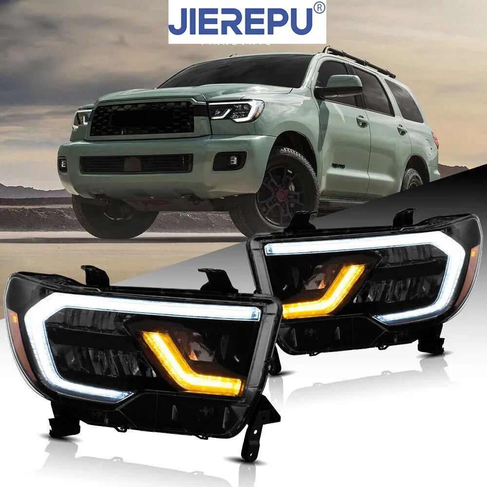 

1Pair Turn Signal LED Reflector Headlights For 07-13 Tundra&Sequoia 2008-2017 W/Sequential