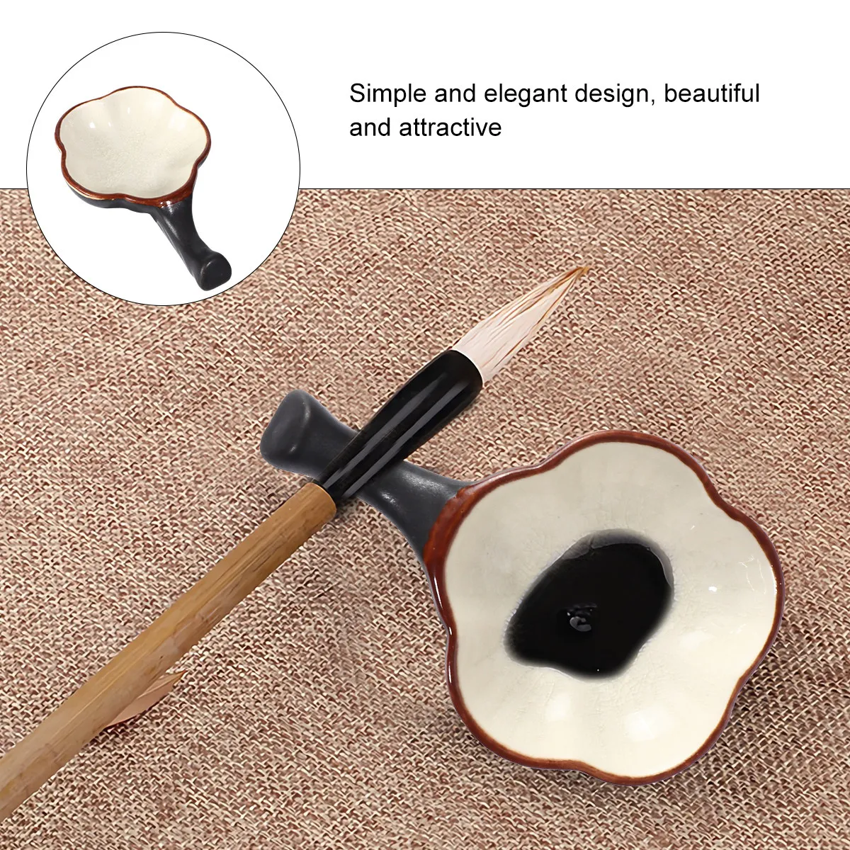 Color Mixing Tray Ceramic Ink Plate Polished Bottom Safe Calligraphy Brush Pen Holder Brush Washing Tray Elegant Painting Art