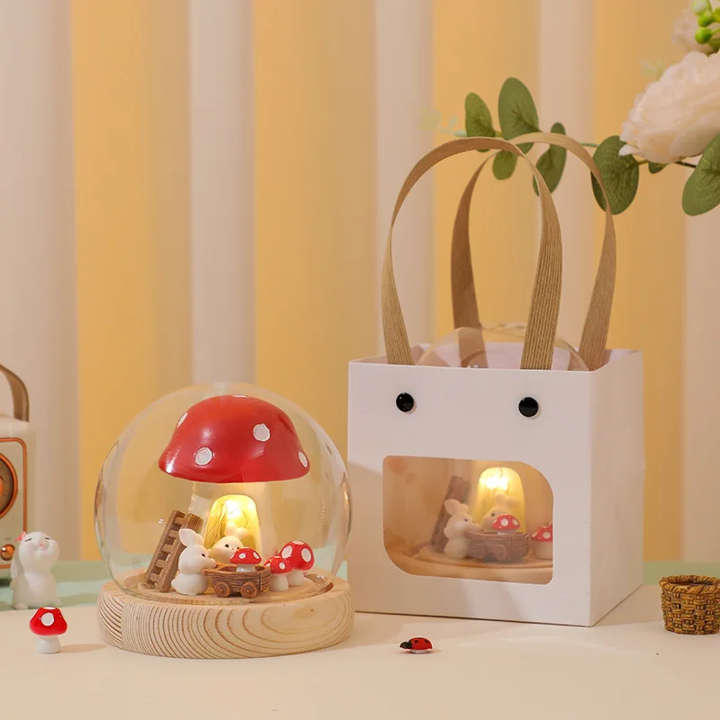 Handmade DIY Rabbit Mushroom Night Light Home Bedroom Study Atmosphere Light Decoration Student Dormitory Girl Friend Gift