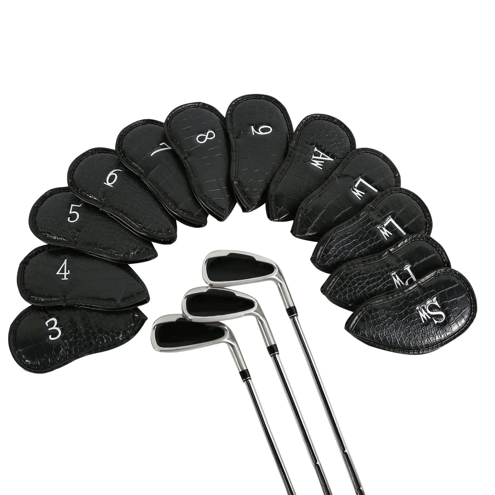 12Pcs/Set Golf Club Iron Cover for Golf Clubs PU Leather Universal Golf Accessory Head Protector for Men Waterproof