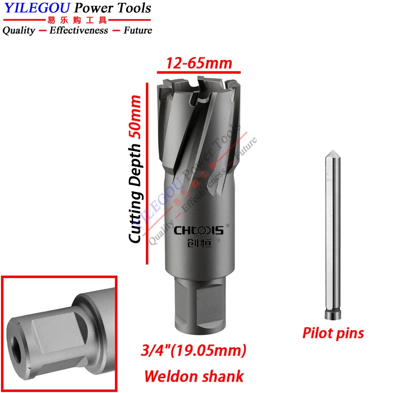 35 50 75 100mm Carbide Annular Cutter. 12--65mm T.C.T Core Drill Bit 22x50mm Hollow Drill Bit. Metal Hole Saw For Magnetic Drill