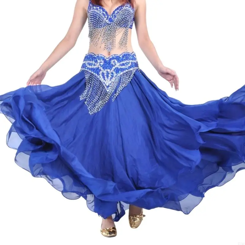 72XE Falda acampanada 3 capas para disfraz teatro, dobladillo barrido, tela transpirable secado rápido