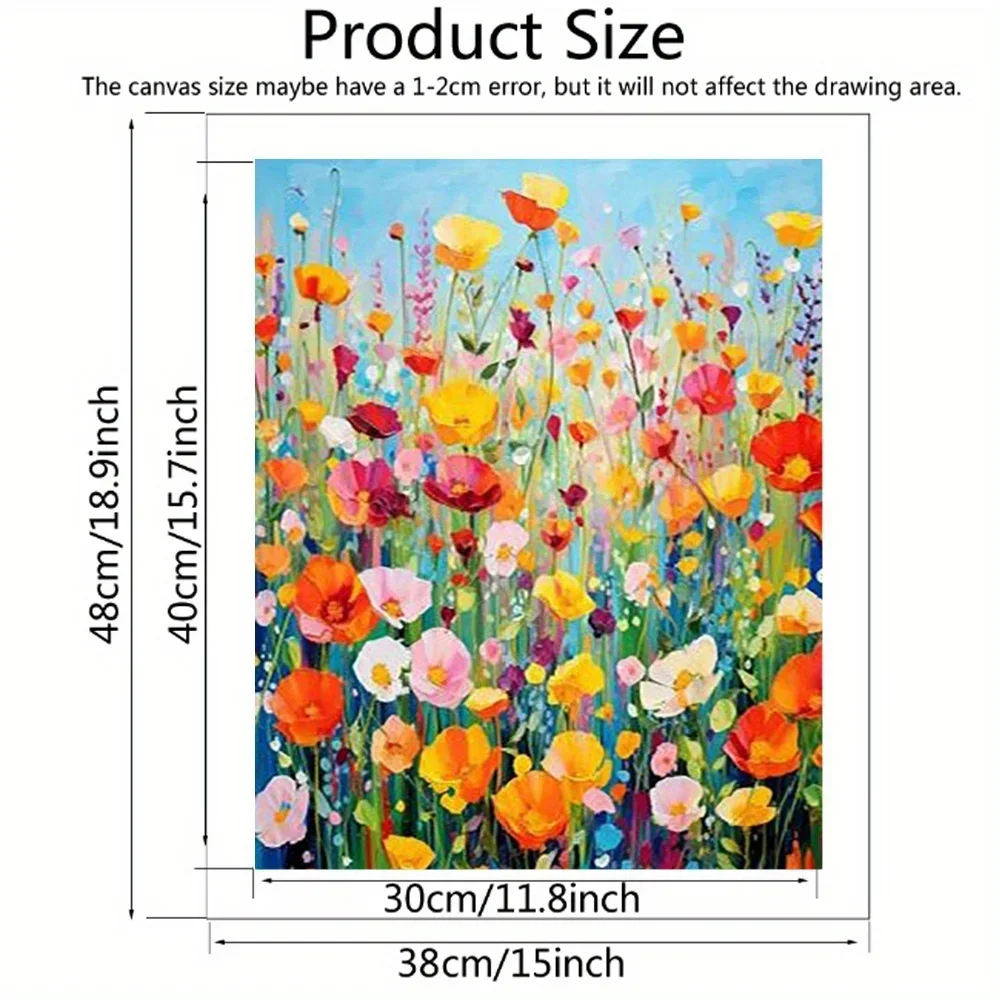 Paint By Number Poppy Flower Drawing On Canvas Floral Field Landscape Art Handpainted Modern Diy Gift Wall Decor