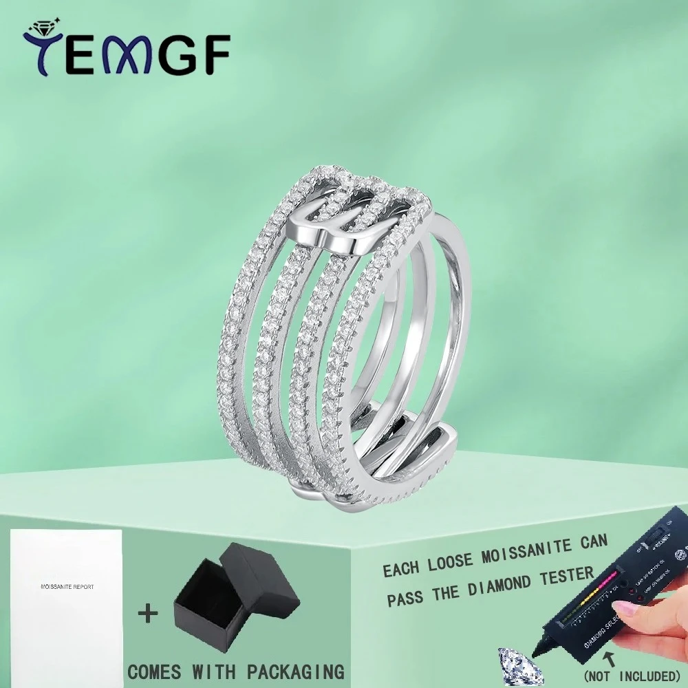 

Кольцо TEMGF из 100% стерлингового серебра S925, сверкающие ювелирные изделия с муассанитом для женщин, модный крутой тонкий подарок на день рождения, сертификация GRA