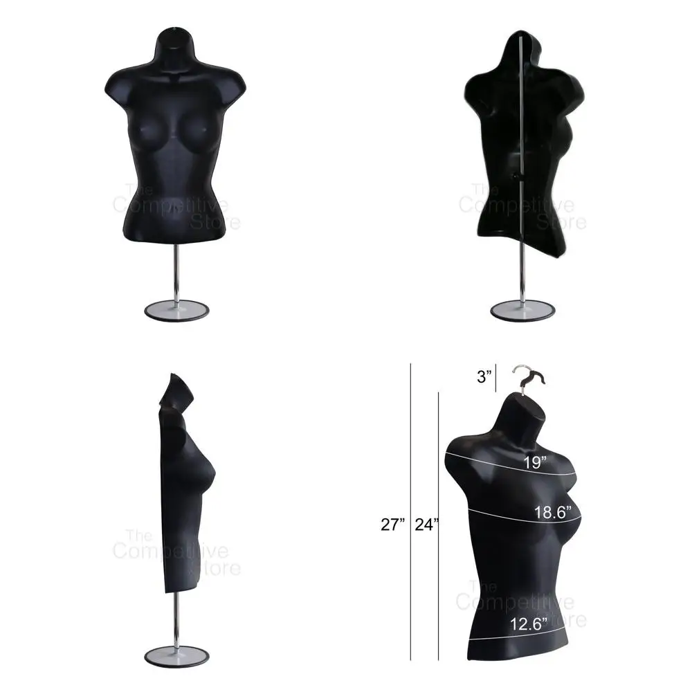 

Металлический полый манекен-стойка для демонстрации одежды, футболок и аксессуаров (черный, 1 шт.)