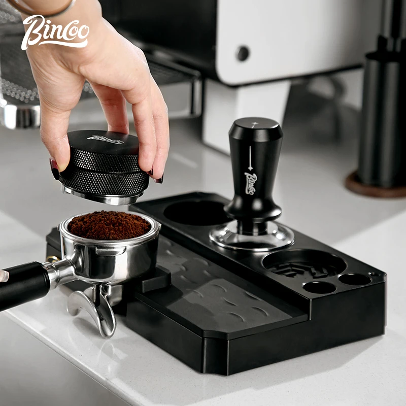 Imagem -03 - Bincoo Black Coffee Tamping Station Base Espresso Mat Stand Suporte de Armazenamento Pano de Café Imprensa em pó Conjunto de Balde de Base