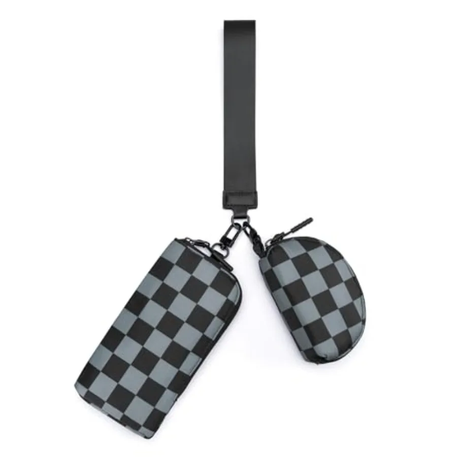 

Клетчатые кошельки-клатчи с двумя отделениями для женщин, подходят для телефона, маленький дорожный кошелек на молнии с отделением для монет