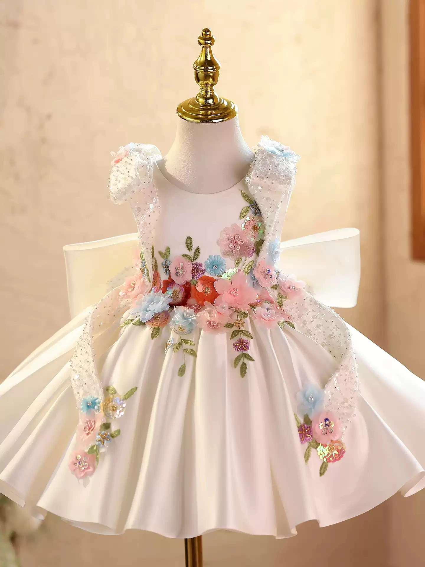 Baby First Birthday Party Dress, High-End Evening Dress, Hand-Embroidered Custom Dress, Gorgeous Christmas Outfit for Baby Girl view 6
