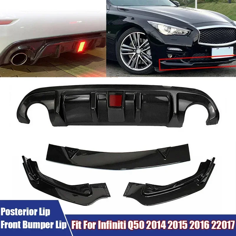 Auto Front Bumper Lip Spoiler Spiltter Car Accessories Rear Bumper Diffuser Spoiler Posterior Lip Fit For Infiniti Q50 2014-2017