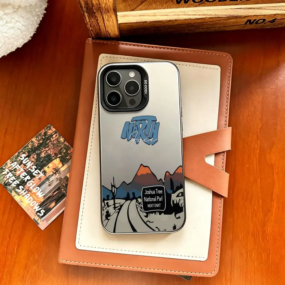 Funda para Teléfono de la Marca TNF (The North Face), Color Plateado, para iPhone 17 Air, 16, 15, 14, 13, 12, 11 Pro Max Plus