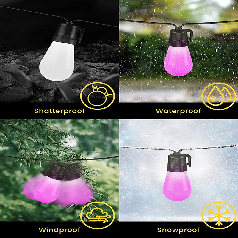 Aplikacja Tuya WF led outdoor dekoracja dziedzińca camping nastrojowe oświetlenie wodoodporna magiczna girlanda żarówkowa