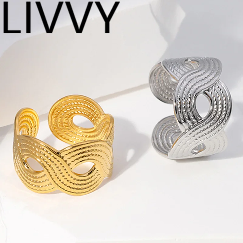 LIVVY تصميم جديد غير منتظم افتتاح قابل للتعديل مؤشر حلقة شخصية بسيطة الرجال النساء اكسسوارات الحفلات الهدايا #1