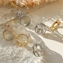 HECHENG,Brass Bear ring Zircon Finger Ring for Women 18k Gold Plated Jewelry Sweet Gift Factory Wholesale Zircon Ring