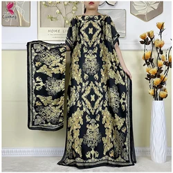 2024 Latest Summer For Women Robe Dubai Kaftan African Islam Silk Soft Print Loose Fashion Dresses Muslim Femme Abaya Clothing