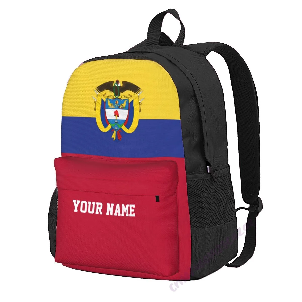 Custom Name Colombia Flag Polyester Backpack For Men Women Travel Bag Casual Students Hiking Travel Camping