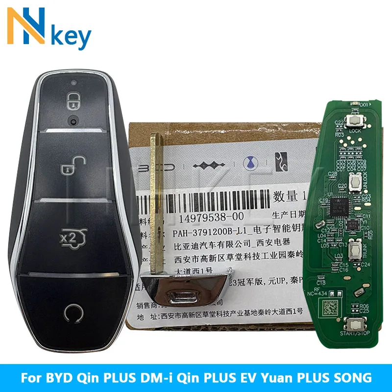 

NHKEY Car Key for BYD Qin PLUS DM-i Qin PLUS EV Yuan PLUS SONG K2TF4-41A-F4AT Original Car Smart Remote Key 433.92MHz ID46 Chip
