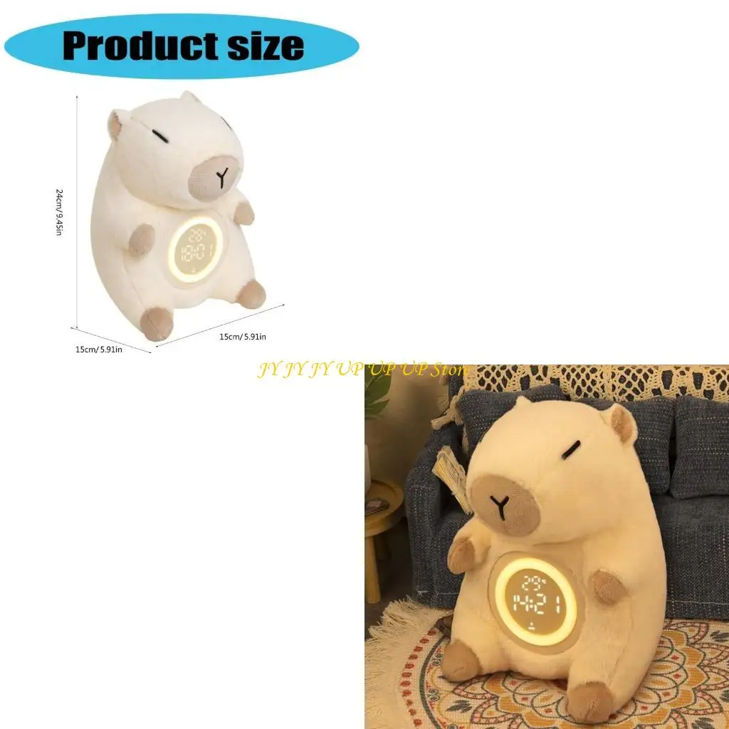 

Очаровательный сигнальный будильник Capybara для детей, мягкая полиэфирная лампа USB, сенсорный элемент управления, гибкая