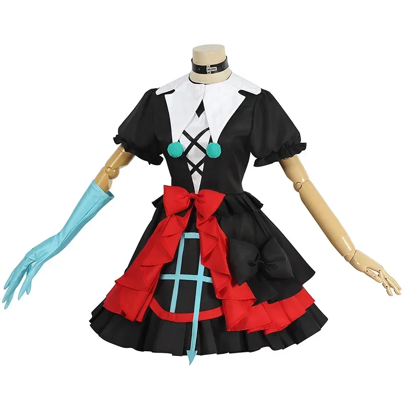 Anime Game EggyParty Cosplay Costume, Muet, Stella, Clown, Lolita, Noir, Rouge, EggParty, Robes, Doux, Femmes, Hommes, Halloween, Noël