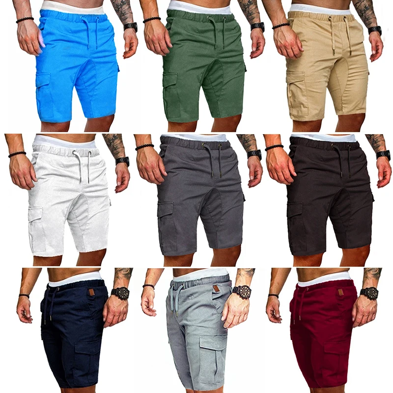 

Men's Shorts Green Cargo Shorts Summer Male Flap Pockets Jogger Shorts Casual Working Army Tactical