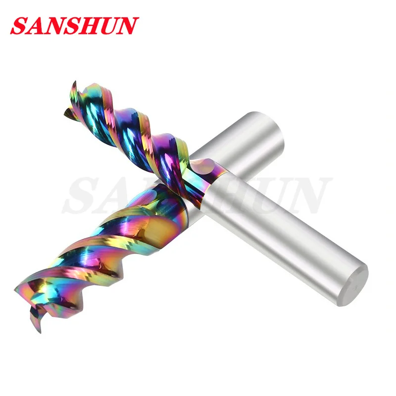

HRC55 1-20m Colorful coated Aluminum Copper Wood Cutter Endmill 3 Flute Cnc Milling Tools Steel Milling Cutter End Mill