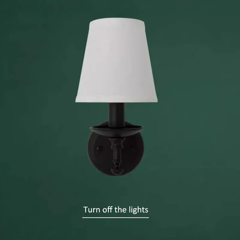 American Retro Iron Wall Light European Living Room Bedroom Headboard Cloth Cover Wall Lamp Minimalist Mirror Headlight