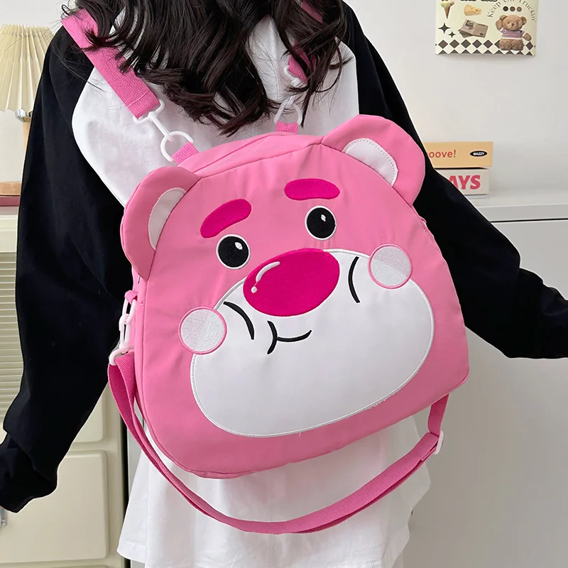 Sanrio strawberry bear series pink cute cartoon animation shoulder bag women's leisure large capacity plush children's backpack