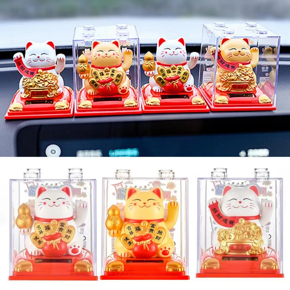 Unique Lucky Cat Figurine  Animal Shape Anti-aging Lucky Cat Statue  Lucky Cat Waving Fortune Figurine