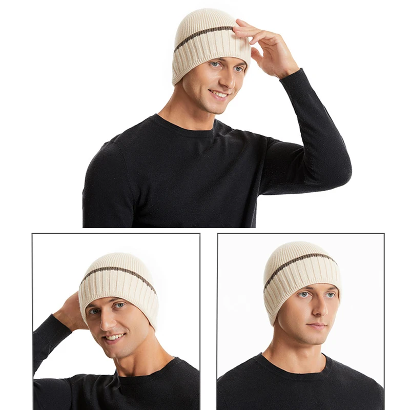 Berretti lavorati a maglia unisex Cappello addensato Autunno Inverno Cappello caldo Berretti anca Skullcap per donna Uomo Protezione antivento per ciclismo all'aperto