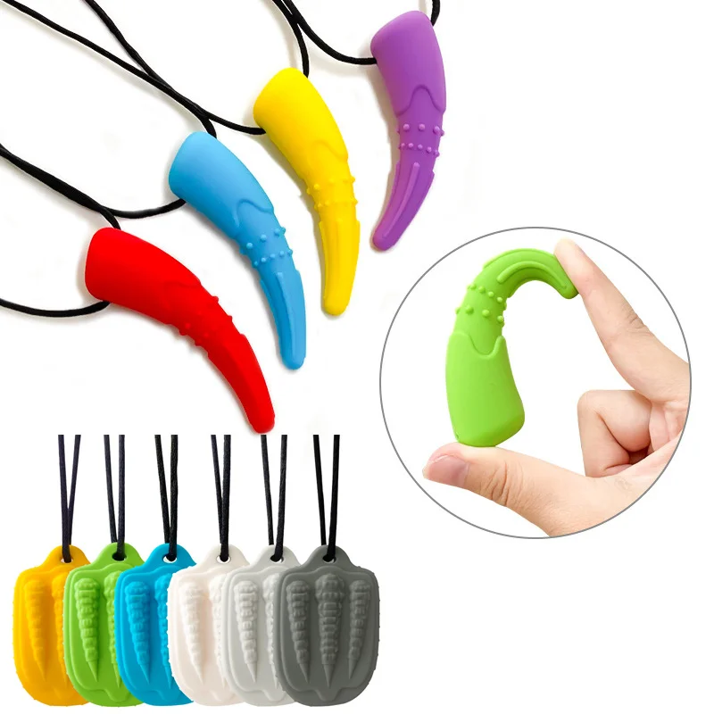 Dragon Claw Chew Necklace Sensory Chewy Pendant Teething Toys For Autism ADHD Baby Accessories BPA Free Silicone Baby Teether