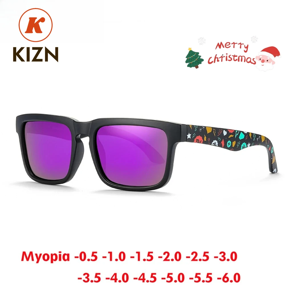 

KIZN квадратные солнцезащитные очки для близорукости 2025 мужские спортивные поляризационные очки модная оптика по рецепту женские очки UV400 от -0,50 до -6,0
