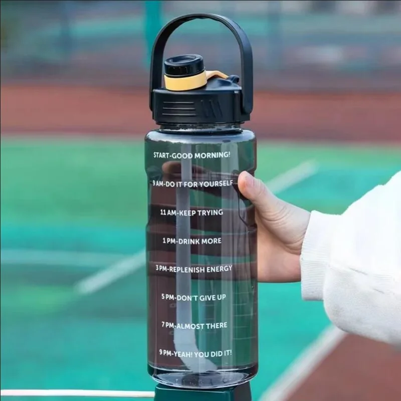 Sports Water Bottle Large Capacity Plastic Cup Leak-proof With Straw And Time Marker For Home Outdoor Sports image 6