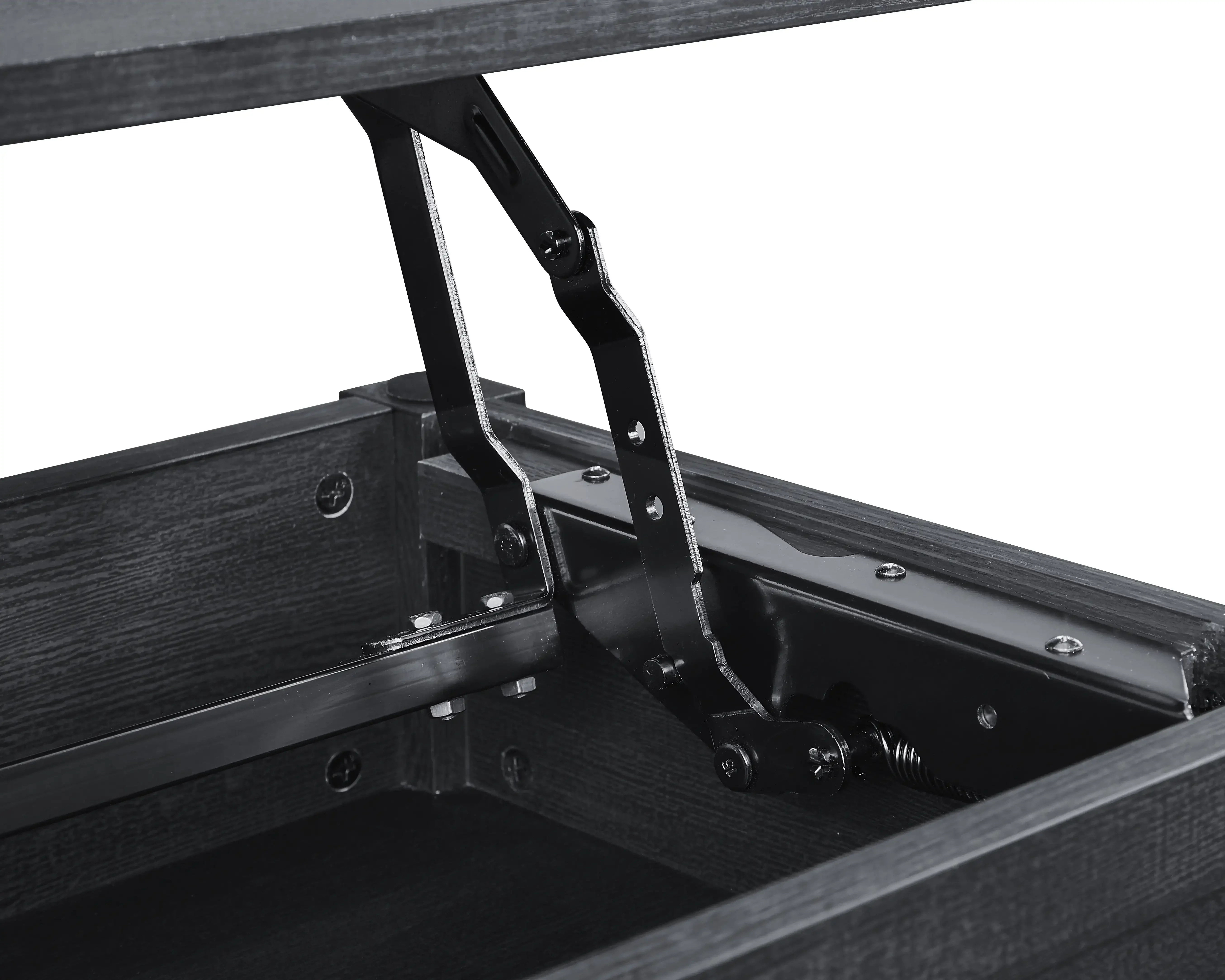 Lift Top Coffee Table with Storage Shelf, Black wood finish