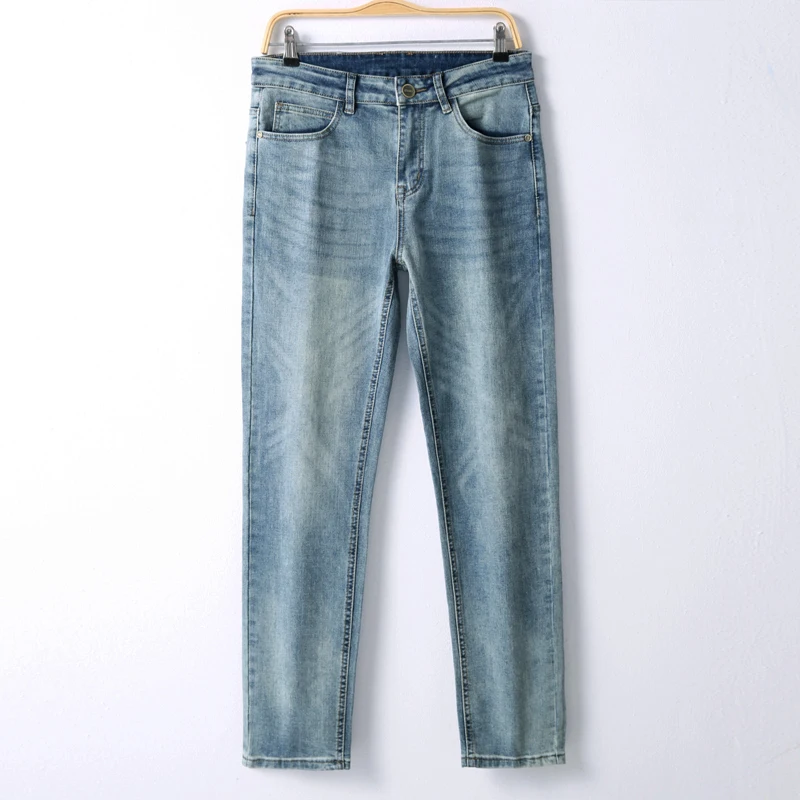 Retro Blue Jeans Heren Klassieke High-End Rechte Slanke Stretch Casual Zakelijke Jeugdbroek Voor Heren