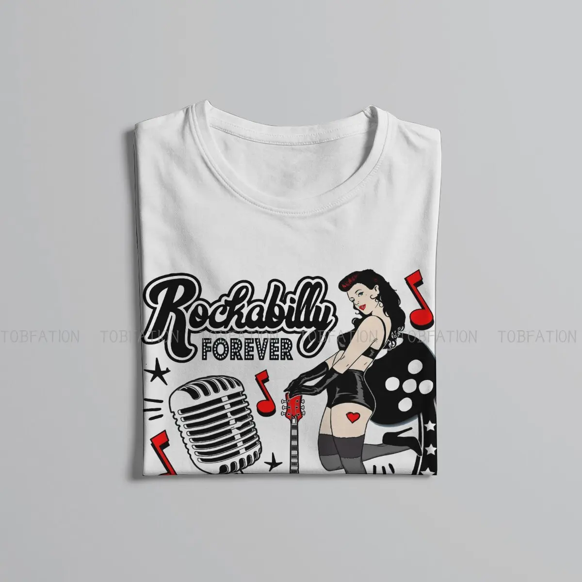 Camisetas de estilo Rockabilly para hombre, ropa hípster clásica de Rock and Roll, con cuello redondo, con dados de guitarra para chica