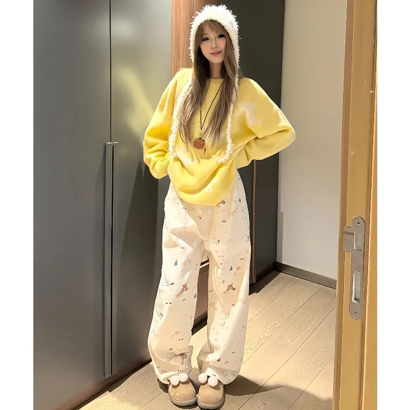 New Fun Cartoon 3D Printed Straight Leg Pants, Loose and Versatile, Quick Drying Casual Pants, Trendy Trend