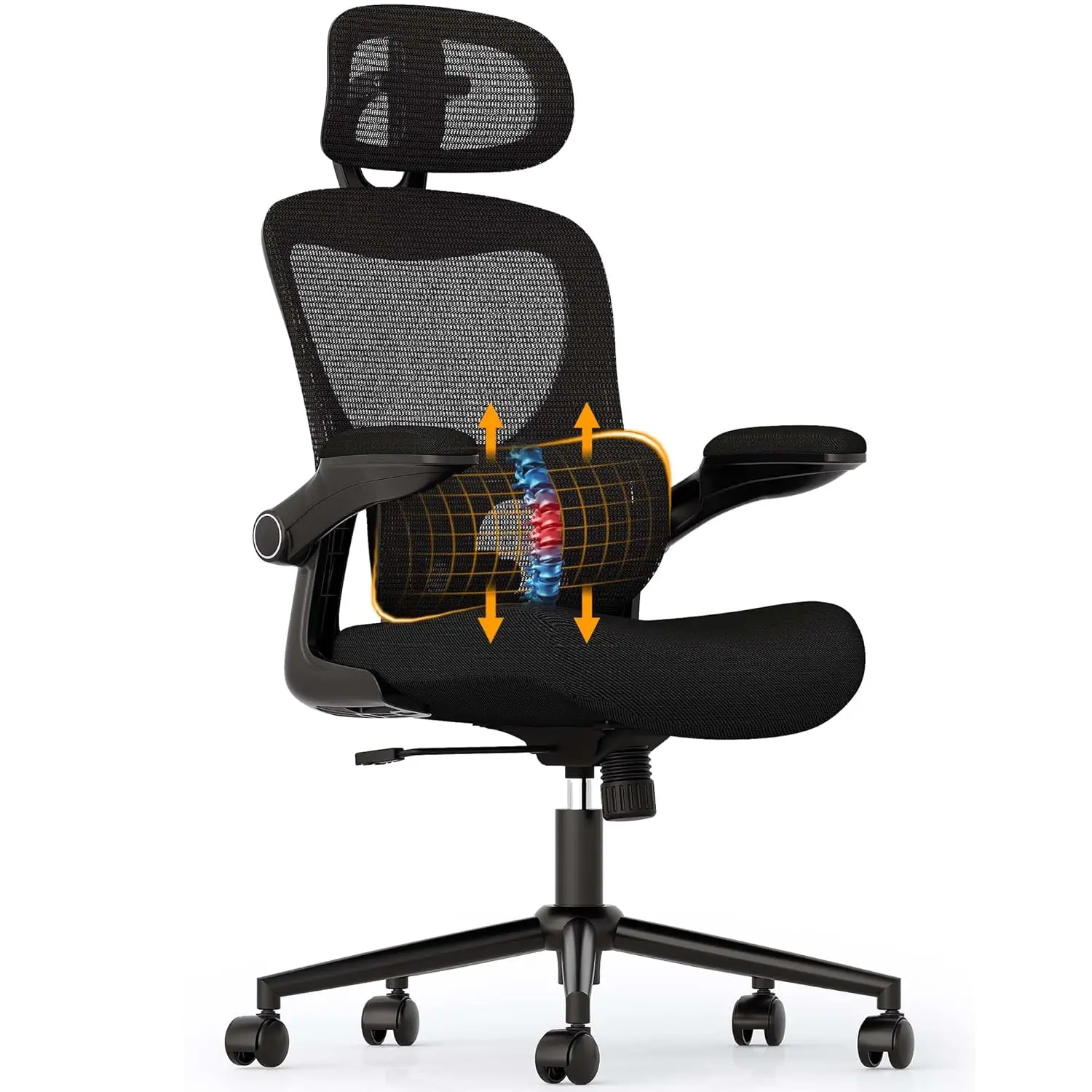 

Ergonomic Mesh Office Chair High Back Gaming Adjustable Lumbar Flip Arms Headrest Tilt Swivel Wide Seat, Customized
