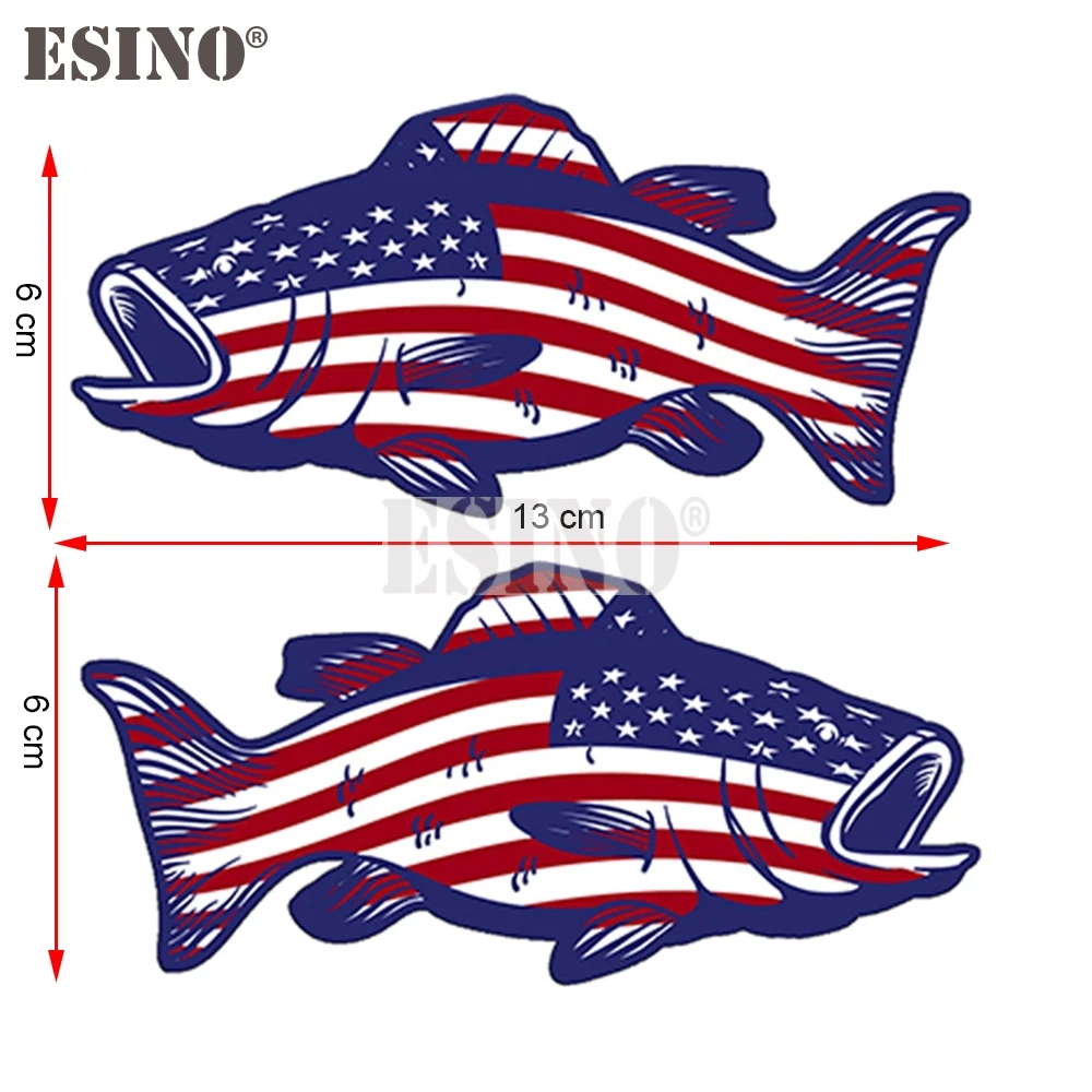 Car Styling Creative USA America Flag Bass Fish Car Decorative Decal Cartoon PVC Waterproof Car Body Sticker Pattern Vinyl