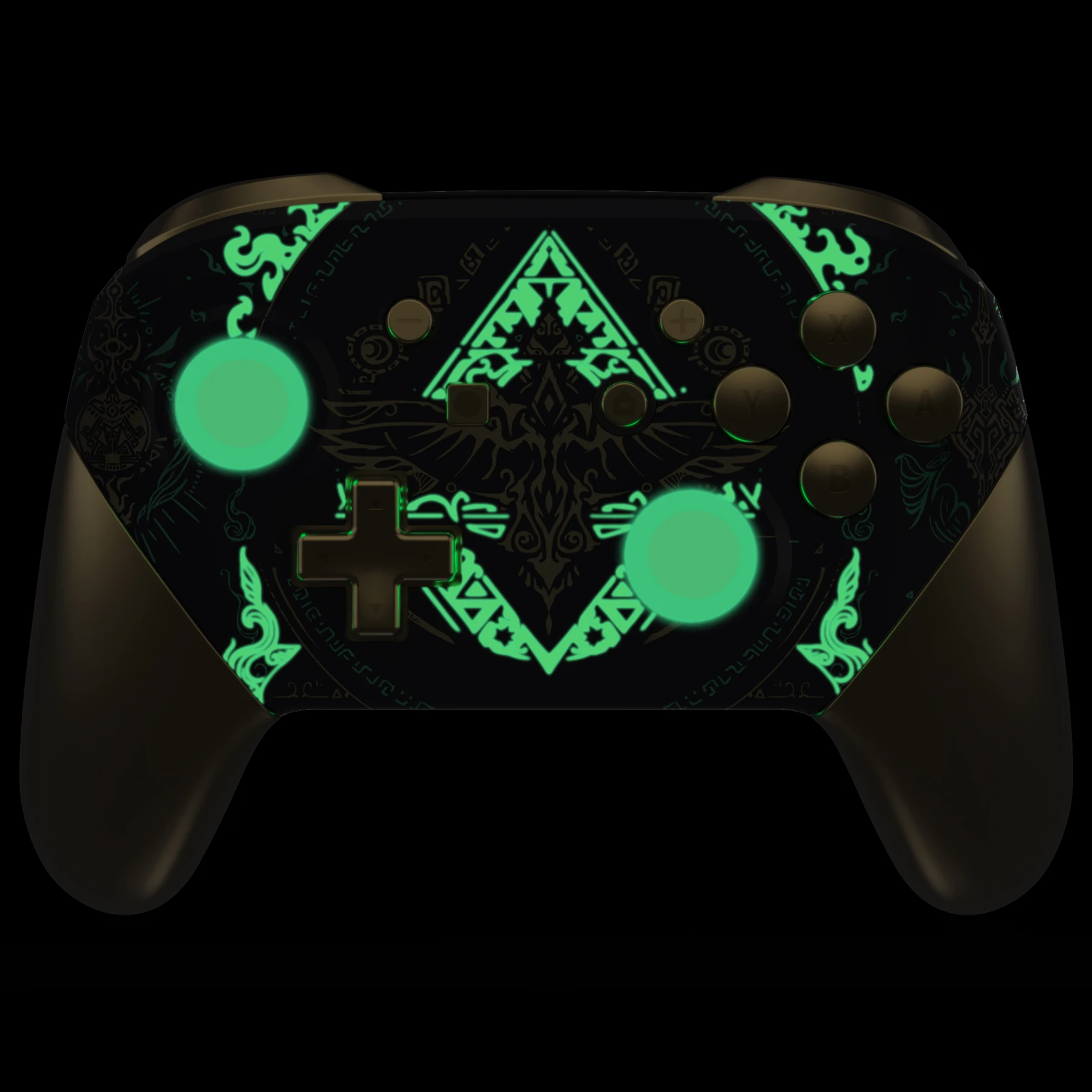 eXtremeRate Octagonal Gated Sticks Design Replacement Grip Shell for NS Switch Pro Controller- Glow in Dark - Totem of Kingdom view 5