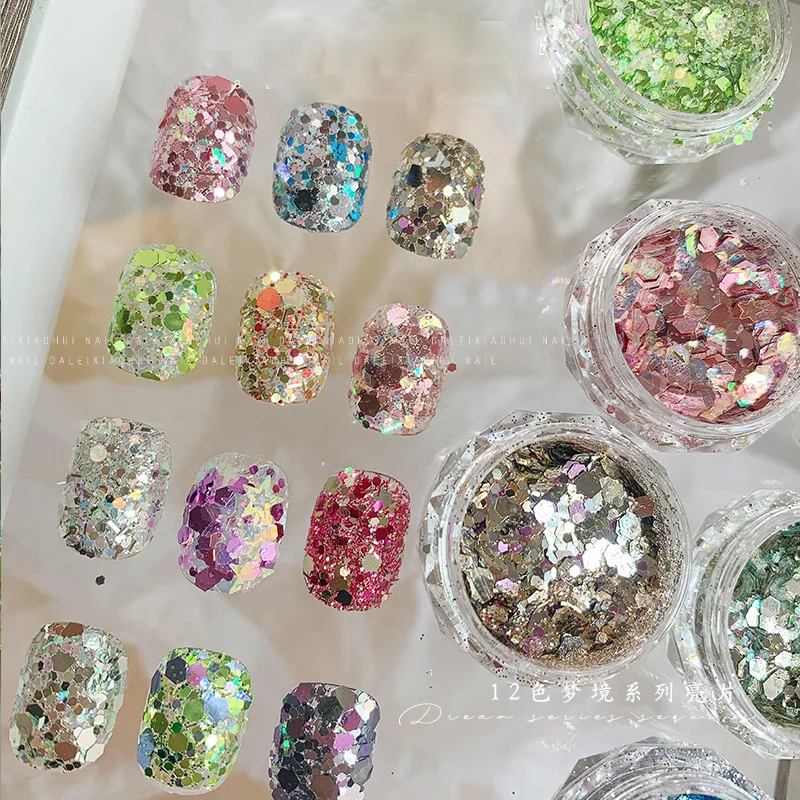 

1Pcs Prismatic Nail Glitter - Mixed Holographic Stars & Ultra-Thin Mirror Powder for Dazzling Manicures