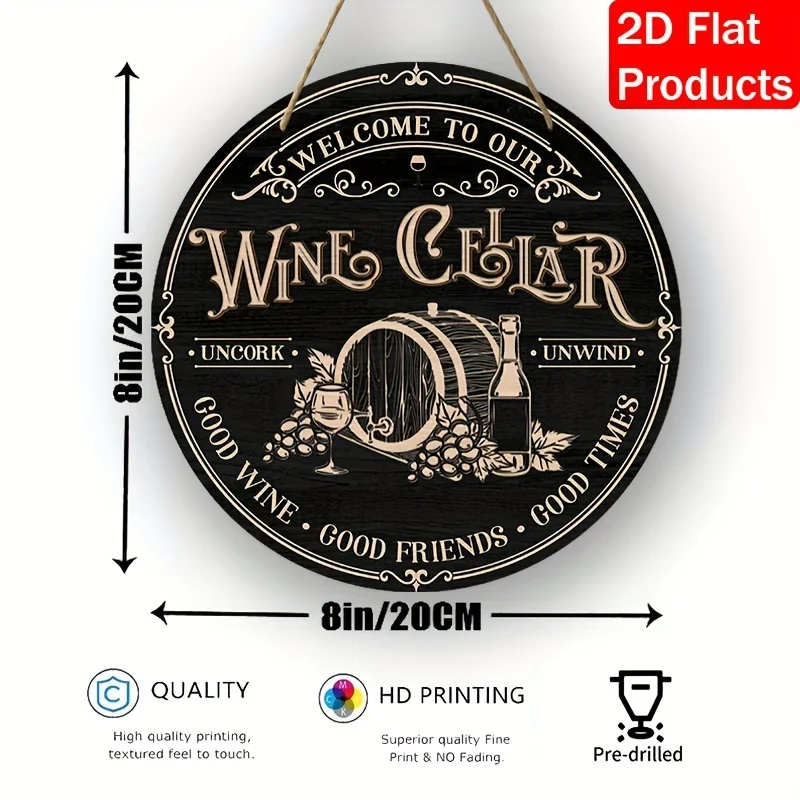 Welcome to our wine cellar - 20x20 cm wooden sign - No power required - perfect home decoration