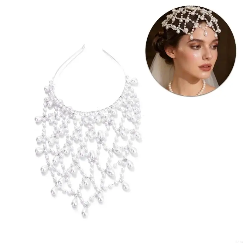 Glinting Pearls Hair Jewelry Queen Jewelry Hairband for Pageants Proms Bridal Wedding Bridal Wedding Headwear 6XDA