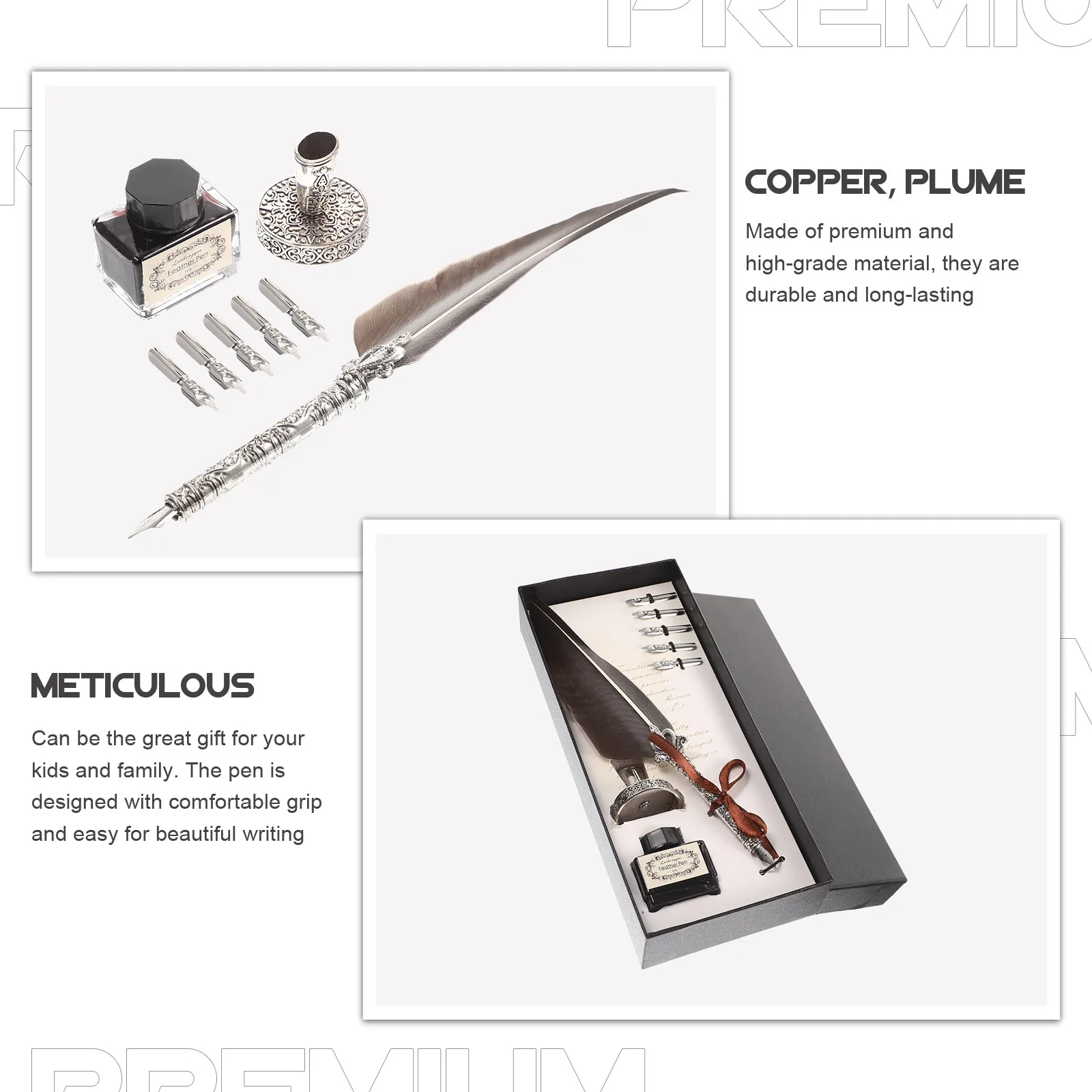 1Set Premium Quill Pen Fine Workmanship Long Lasting Comfortable Writing Signature Business Gift